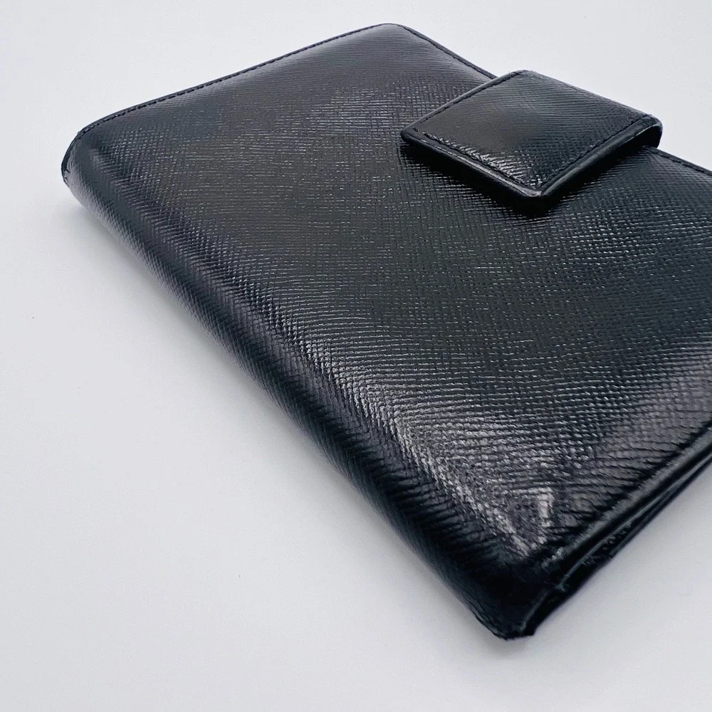 Authentic Prada Black Saffiano Square Wallet with Triangle Logo_3